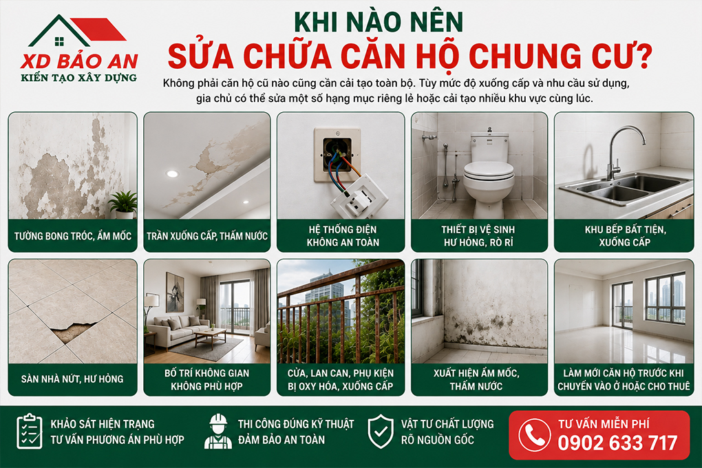 Các dấu hiệu khi nào nên sửa chữa căn hộ chung cư