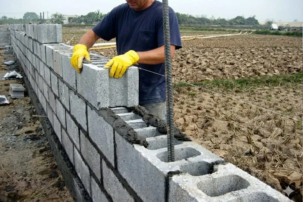 Giá xây tường rào bằng gạch block 2 Đơn giá xây tường rào bằng gạch block