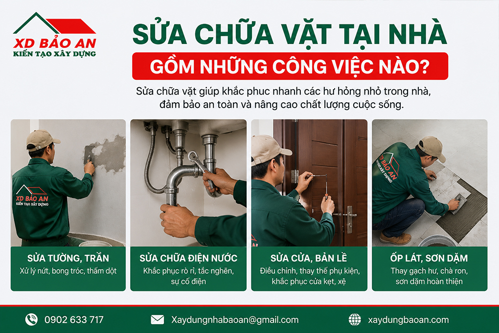 Thợ sửa chữa vặt tại nhà ở TP HCM 1 Sửa chữa vặt tại nhà gồm sửa tường, điện nước, cửa và ốp lát
