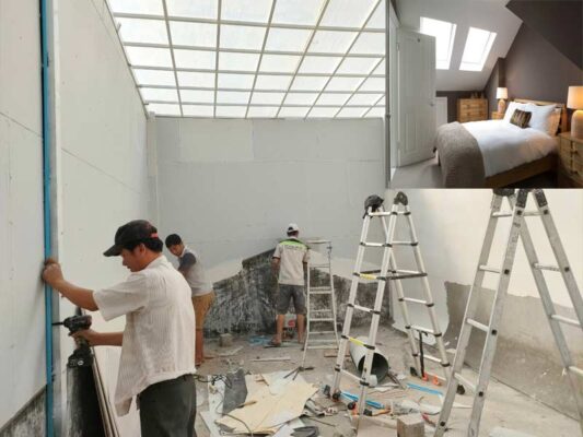 Phòng ngủ sau khi cải tạo ở trên sân thượng