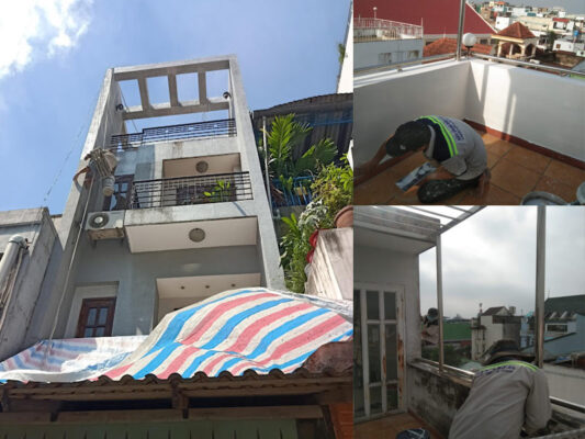 Thợ sợn lại mặt tiền nhà phố