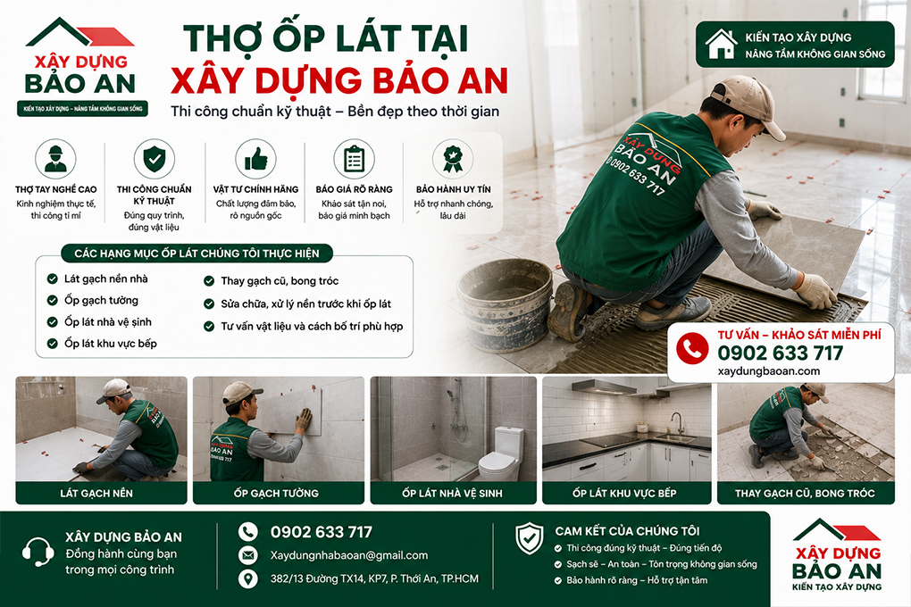Thợ ốp lát tại TP HCM uy tín, tay nghề cao 6 Đội thợ ốp gạch Bảo An