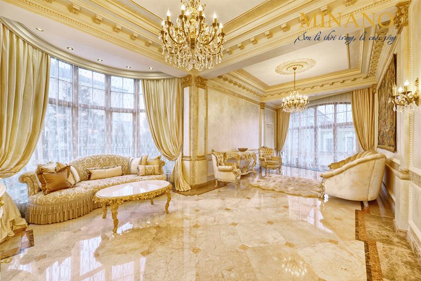 Sơn Nhà Màu Gì Đẹp Sang, Phú Quý 2 Màu vàng kết hợp với vàng gold làm nên đẳng cấp gia chủ