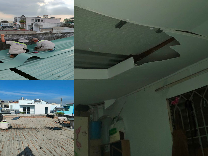 Xử lý mối nối mái tôn bị hở gây thấm dột