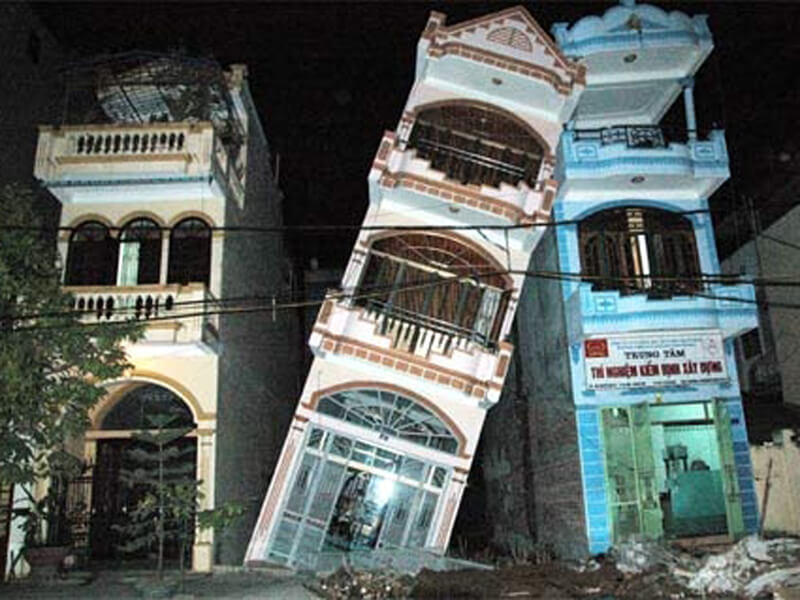 Móng nhà bị lún do không đáp ứng được trọng tải công trình