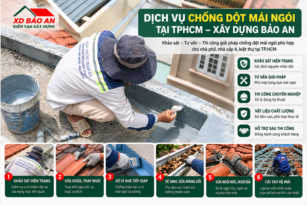 Chống Dột Mái Ngói: Giải Pháp Thi Công Và Chi Phí Tại TPHCM 4 Dịch vụ chống dột mái ngói Bảo An