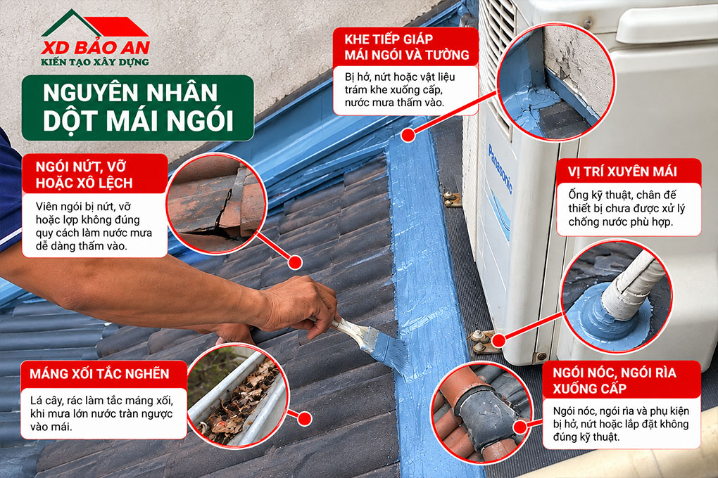 Chống Dột Mái Ngói: Giải Pháp Thi Công Và Chi Phí Tại TPHCM 2 Các nguyên nhân thấm dột mái ngói Chủ nhà cần biết?